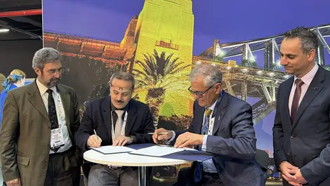 Hellenic space centre president prof ioannis daglis  hellenic space centre ceo dr nick sergis  smartsat ceo prof andy koronios and head of the australian space agency enrico palermo 1