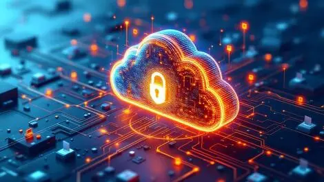 Secure cloud server glowing digital brain ai data flow file types