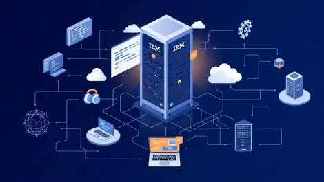 Ibm mainframe connected to modern laptops servers with code integration modernization