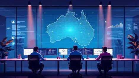 Modern cybersecurity operations centre australian office analysts monitoring