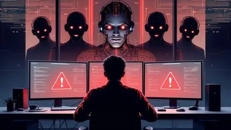 Worried it professional multiple monitors red alerts ai threats office