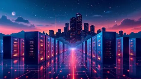 Modern data center glowing servers cloud connections south korea ai tech