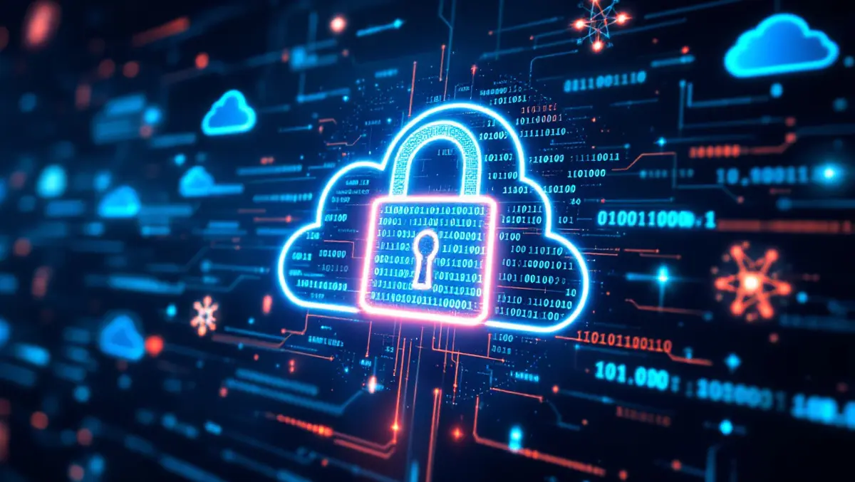 Photorealistic glowing digital lock binary code quantum cloud security