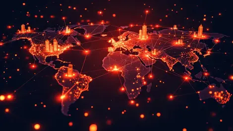 World map global ai infrastructure data lines modern data centers connectivity