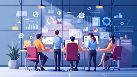 Australian finance professionals office digital graphs charts automation