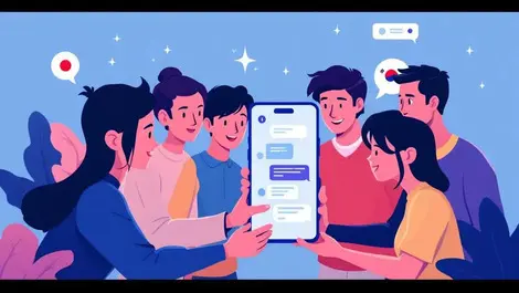 Group of people from new zealand japan south korea taiwan interacting with ai chatbot on smartphone