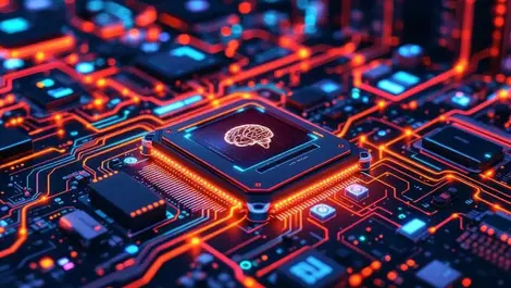 Graphics processing units glowing wires ai brain virtual reality tech integration