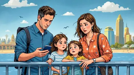 Australian parents children concerned phone symbolic barrier landmarks