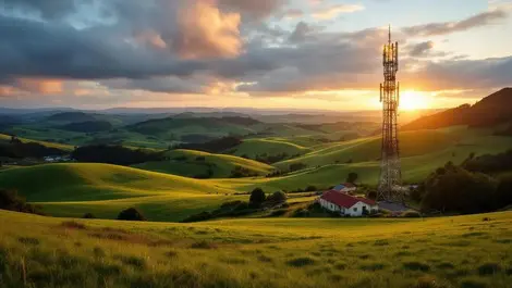 Rural new zealand hills farmhouse modern mobile tower upgrade