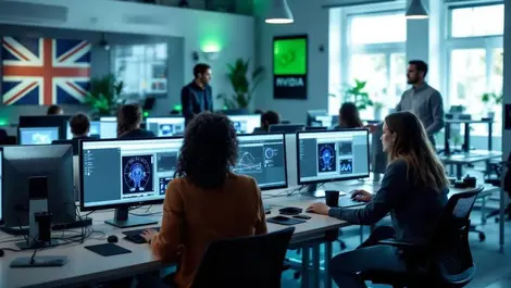 Modern uk ai training lab with nvidia desktops and instructor