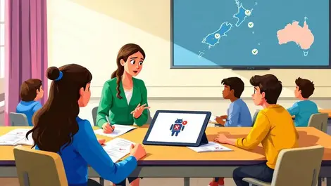 Anz classroom teacher concerned ai tablet robot red cross misgraded work