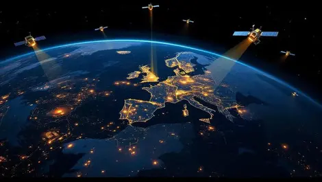 Uk satellite constellation tracking global infrastructure at night