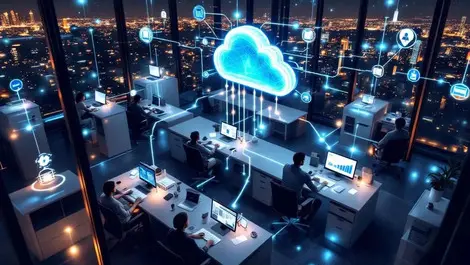 Sf enterprise office night cloud network security analytics view